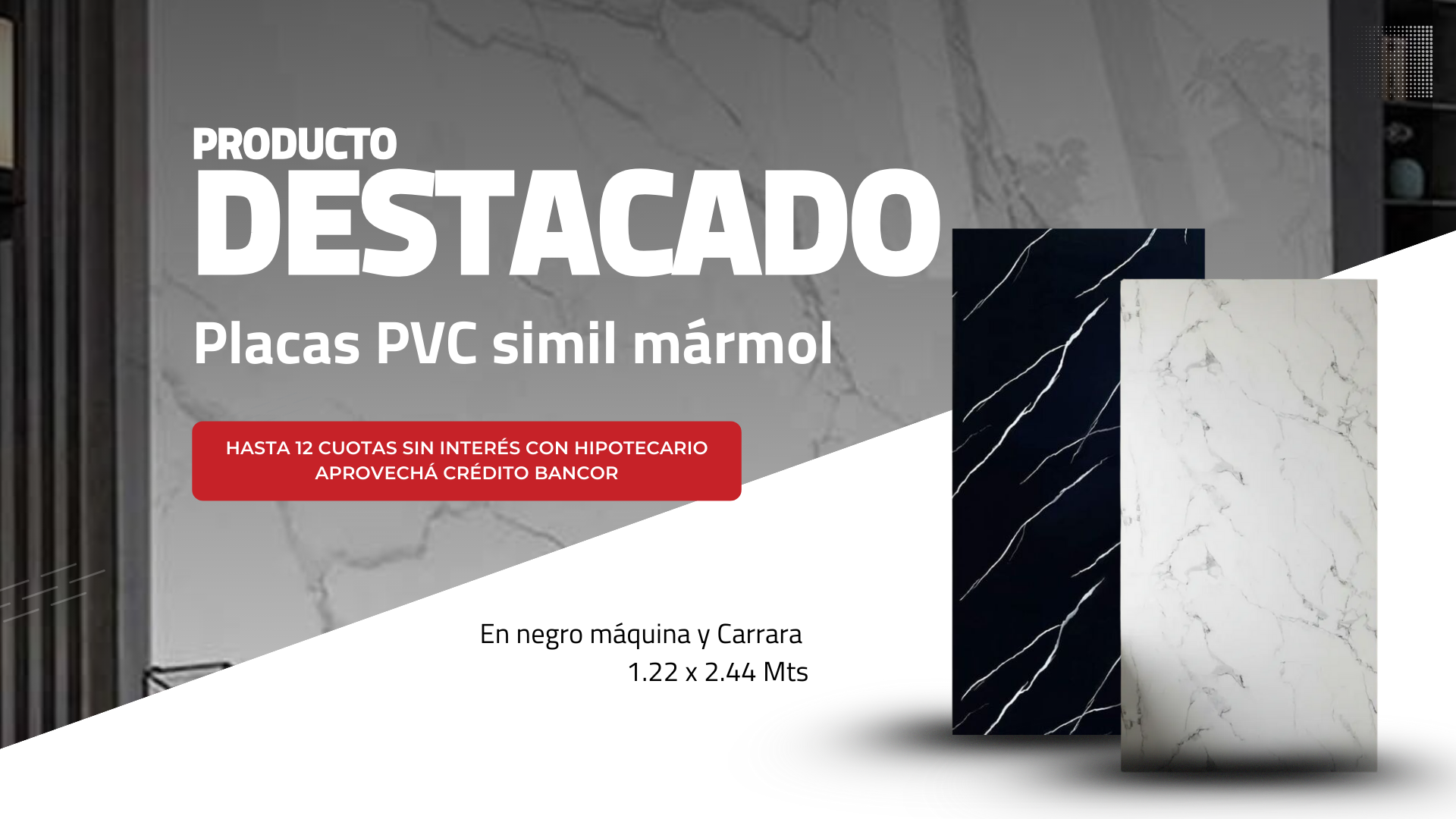 Banner web edifiseco - producto destacado placas de pvc simil marmos
