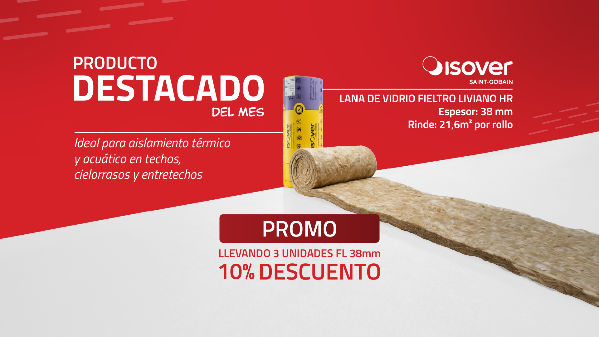 producto destacado abril lana fibra de vidrio impermeabilizacion isover - edifiseco